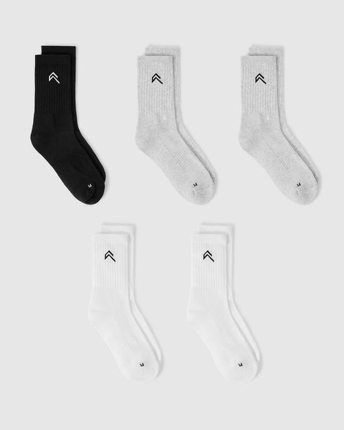 Oner Modal Crew Socks 5 Pack | Grey/White/Black