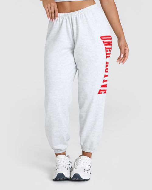 Oner Modal Lightweight Jogger with Red Graphic | Light Grey Marl