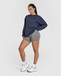 Classic Oversized Lightweight Long Sleeve Top | True Blue