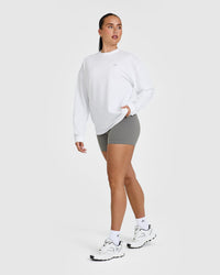 Classic Oversized Lightweight Long Sleeve Top | White