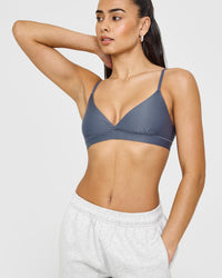 Silhouette Crossover Bralette | Granite Blue