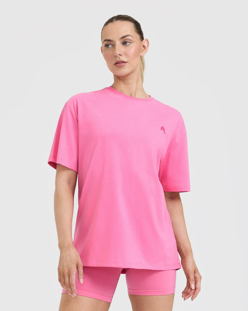 Oner Modal Classic Oversized Lightweight T-Shirt | Peony Pink