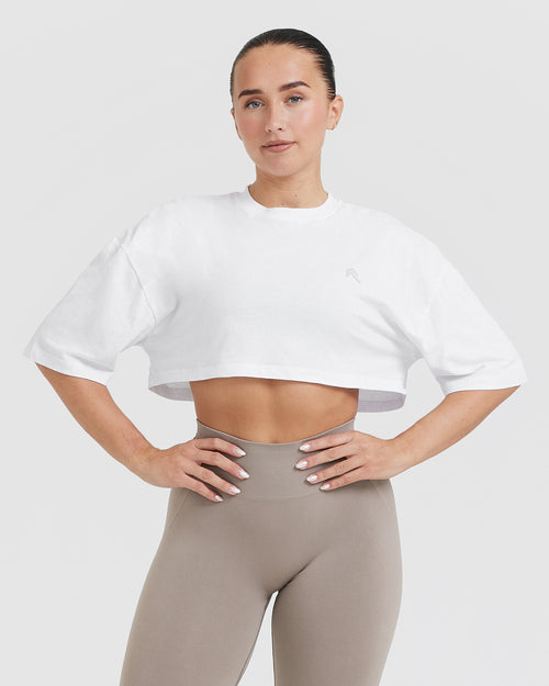 Oner Modal Classic Relaxed Crop Lightweight T-Shirt | White