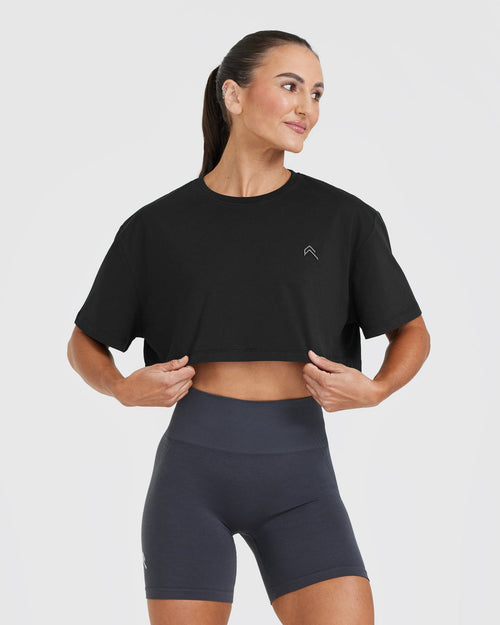 Oner Modal Classic Crop Lightweight T-Shirt | Black