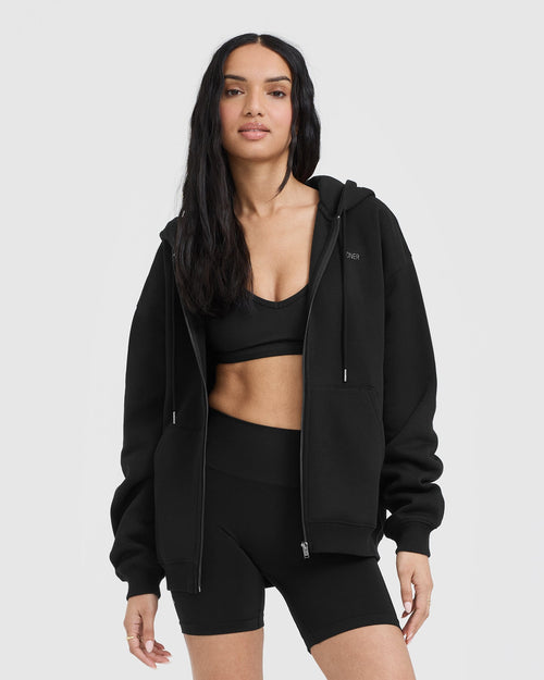 Oner Modal Foundations Zip Through Hoodie | Black