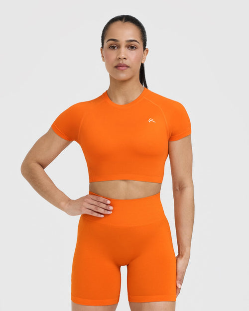 Oner Modal Go To Seamless Fitted Crop Top | Flame Orange
