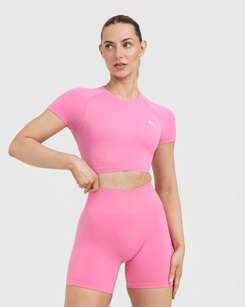 Oner Modal Go To Seamless Fitted Crop Top | Peony Pink