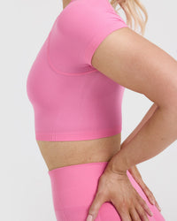 Go To Seamless Fitted Crop Top | Peony Pink