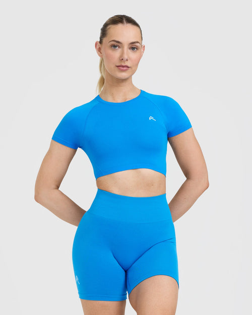 Oner Modal Go To Seamless Fitted Crop Top | Tropical Blue