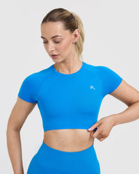 Go To Seamless Fitted Crop Top | Tropical Blue