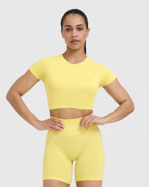 Oner Modal Go To Seamless Fitted Crop Top | Lemon Yellow