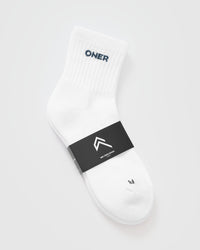 Mid Crew Socks 2 Pack | White/Mushroom Brown/Oil Blue