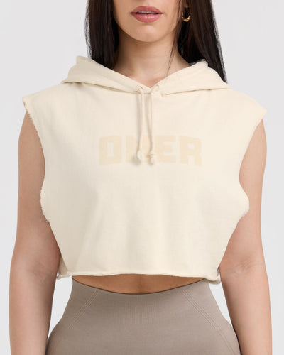 Raw Lounge Sleeveless Crop Hoodie Off White M Oner Active