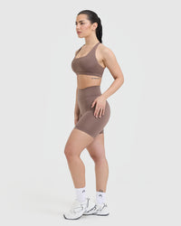 Timeless Square Neck Sports Bra | Cool Brown