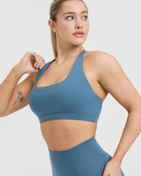 Timeless Square Neck Sports Bra | Moonstone Blue