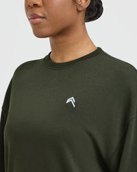 Classic Oversized Longline T-Shirt | Khaki