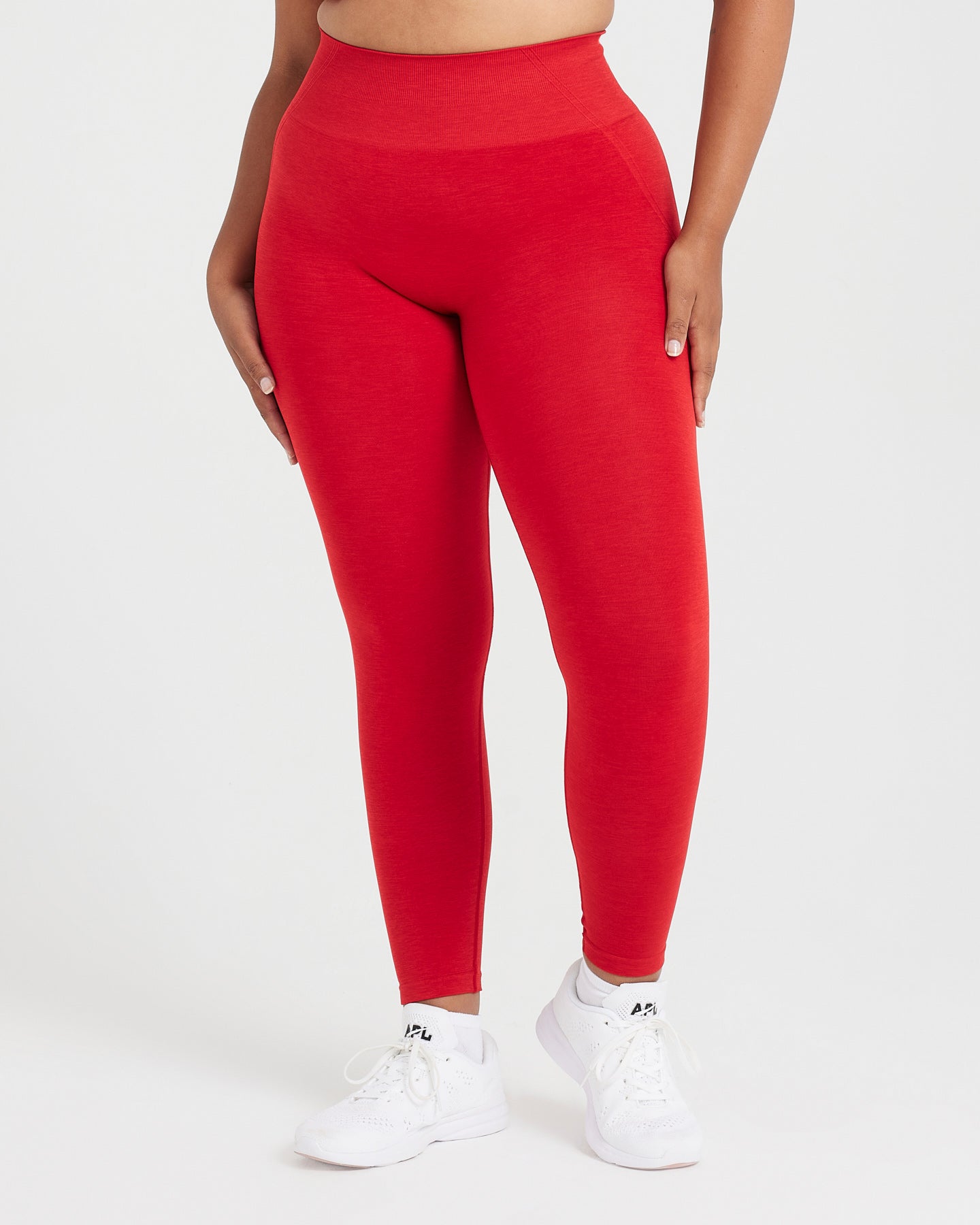 Twill Active Seamless Marl Laser Cut Leggings in Red