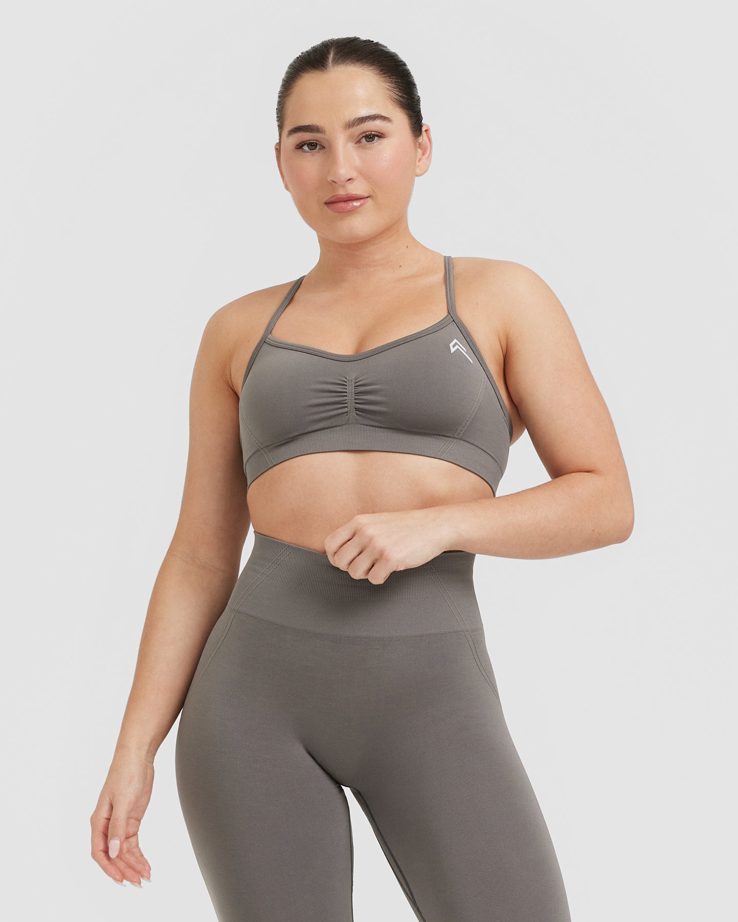 Grey Ribbed Strappy Bralette, Two Piece Sets