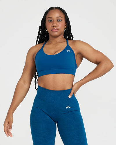 HIIT peached v neck strap bra top in blue